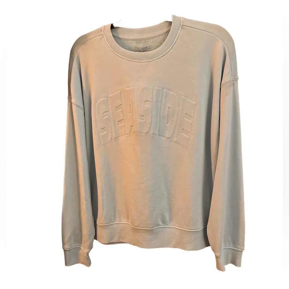 "Seaside" Thread & Supply Organic Cotton Blend Light Blue Sweatshirt, size S